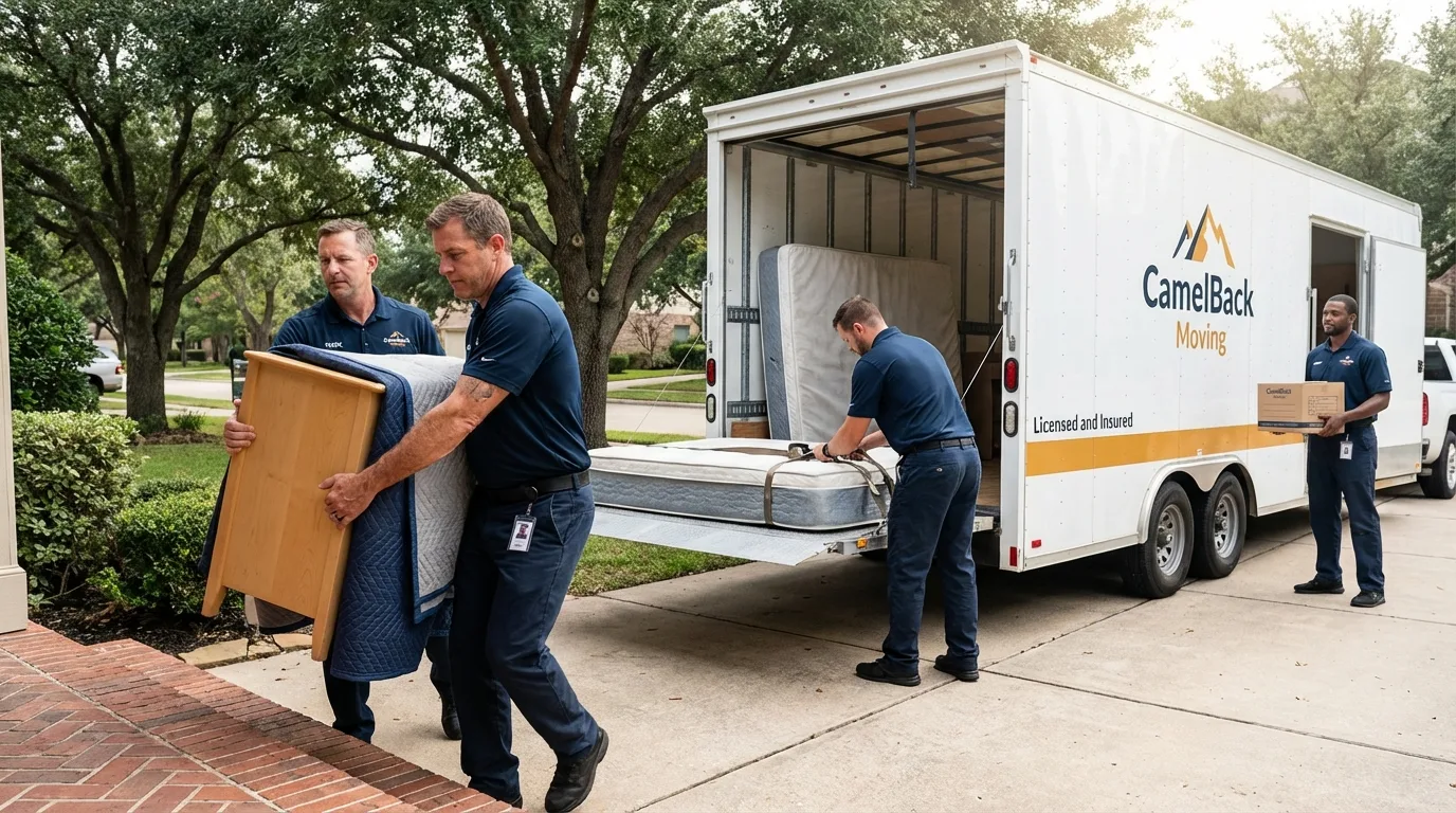 Crew loading residential truck for cross-state move from Bar Harbor, ME